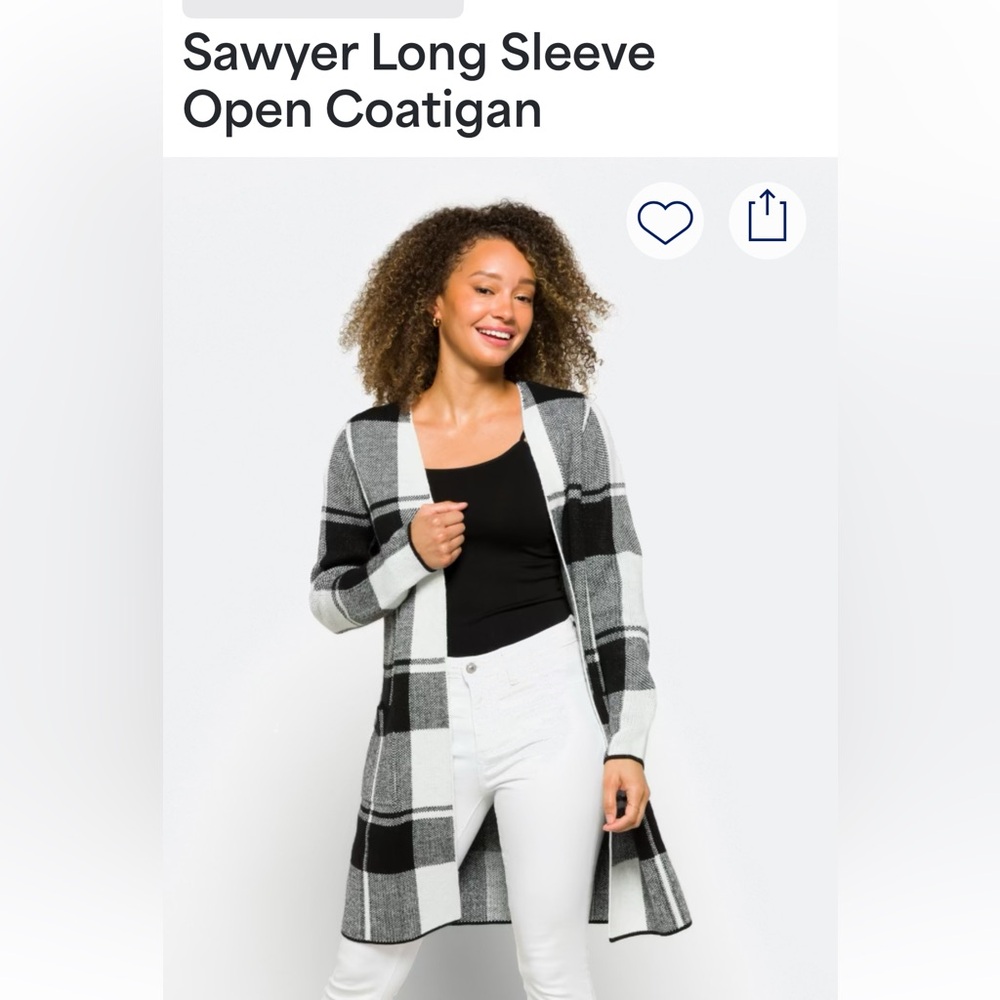 Black and White Plaid Cardigan Sweater